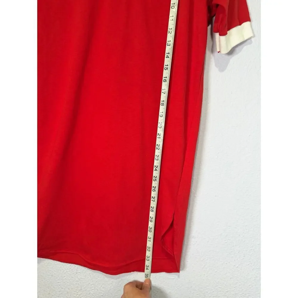 Vintage Red Polo Nightgown White Collar Mod Preppy Fantasy‎ Nightwear by Janice